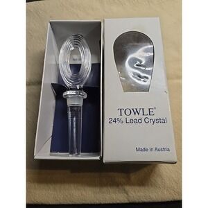 TOWLE 24% Lead Crystal‎ Oval Stopper Wine Liquor Glass Cork Austria